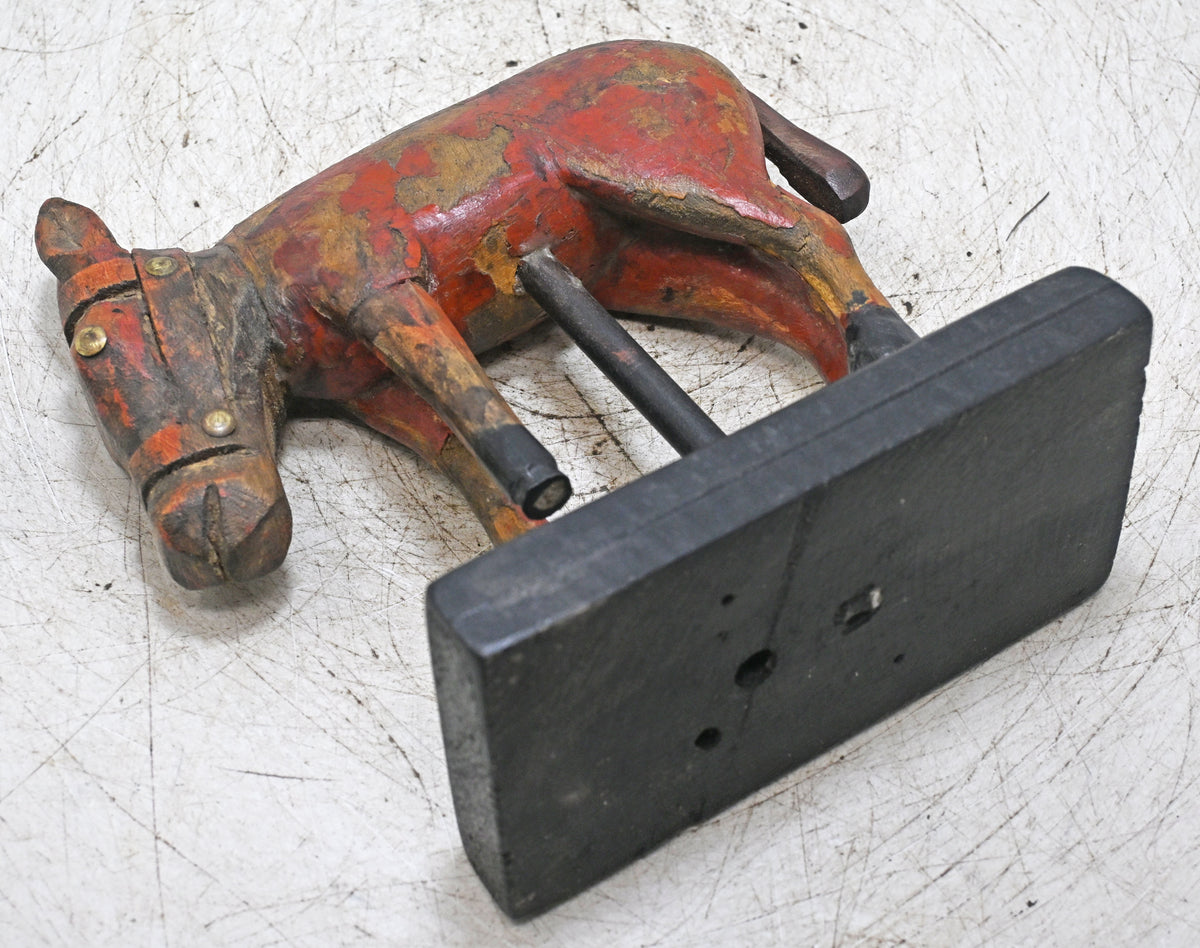 Vintage Wooden Horse Figurine on Stand Original Old Fine Hand Carved