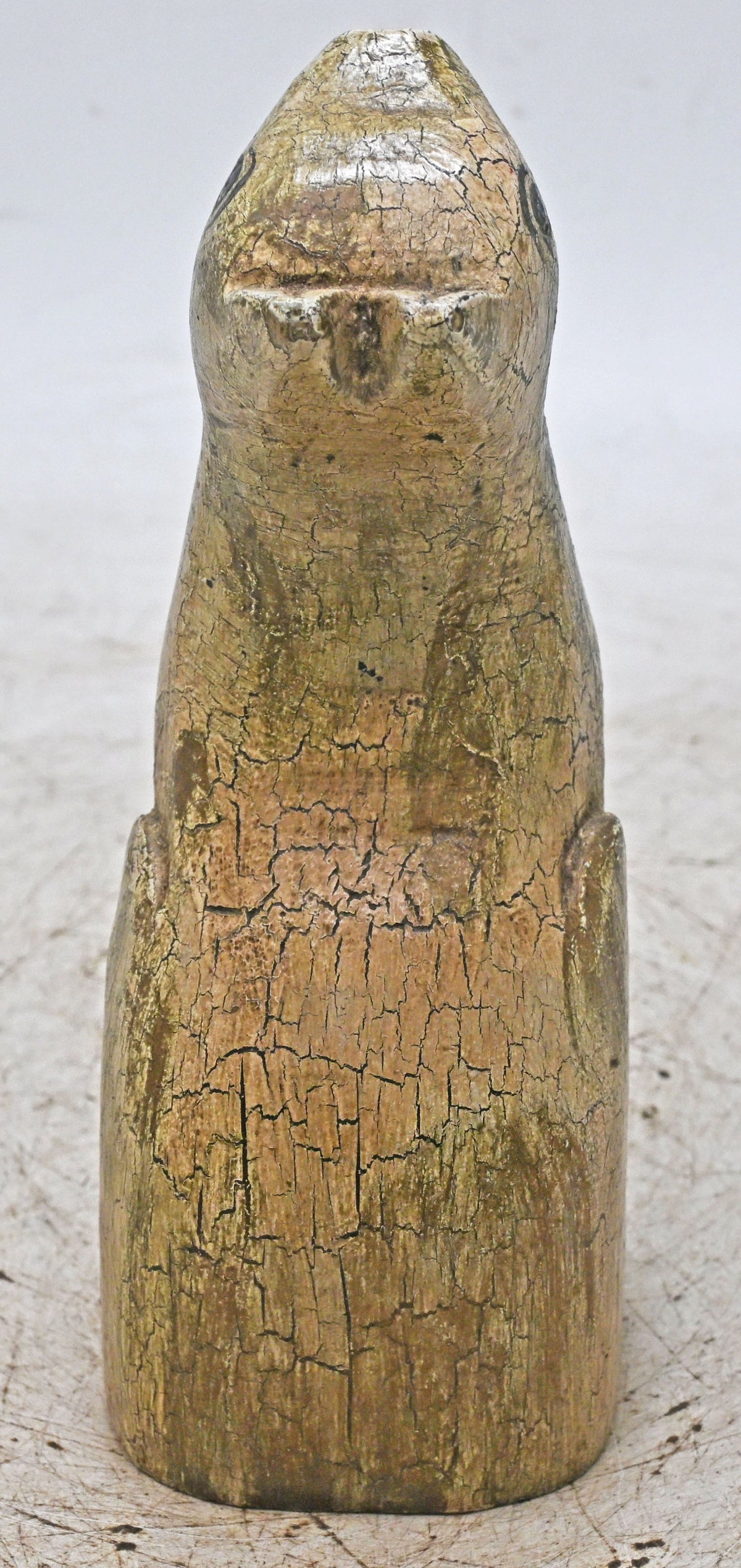 Vintage Wooden Dog Figurine Original Old Hand Carved Painted
