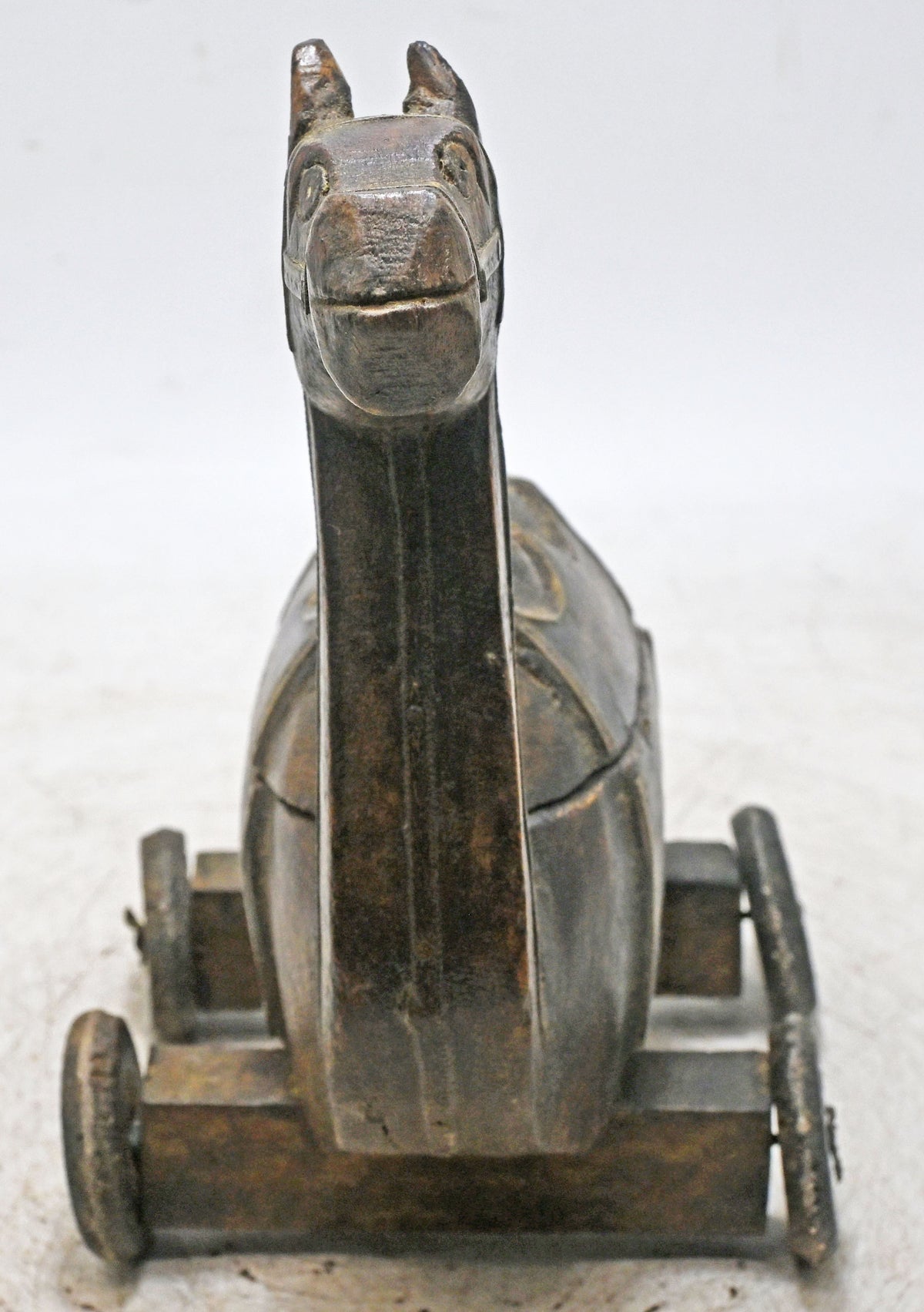 Vintage Wooden Camel on Wheels Figurine Spice Box Original Old Hand Carved