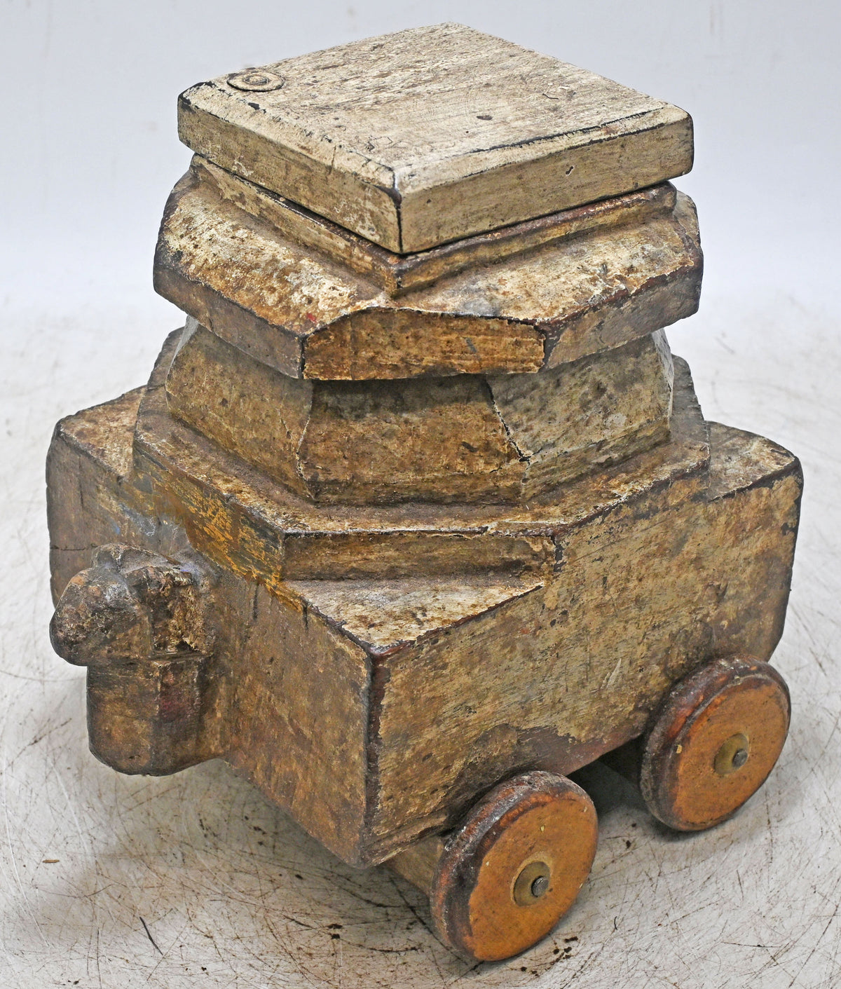 Antique Wooden Large Spice Box Original Old Fine Hand Carved Cow Head