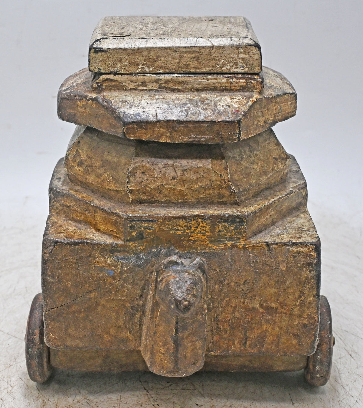 Antique Wooden Large Spice Box Original Old Fine Hand Carved Cow Head