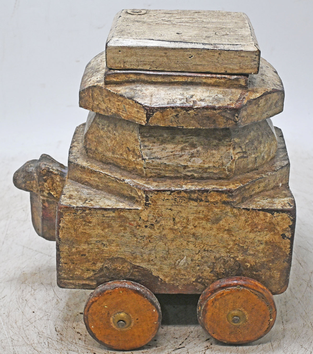Antique Wooden Large Spice Box Original Old Fine Hand Carved Cow Head