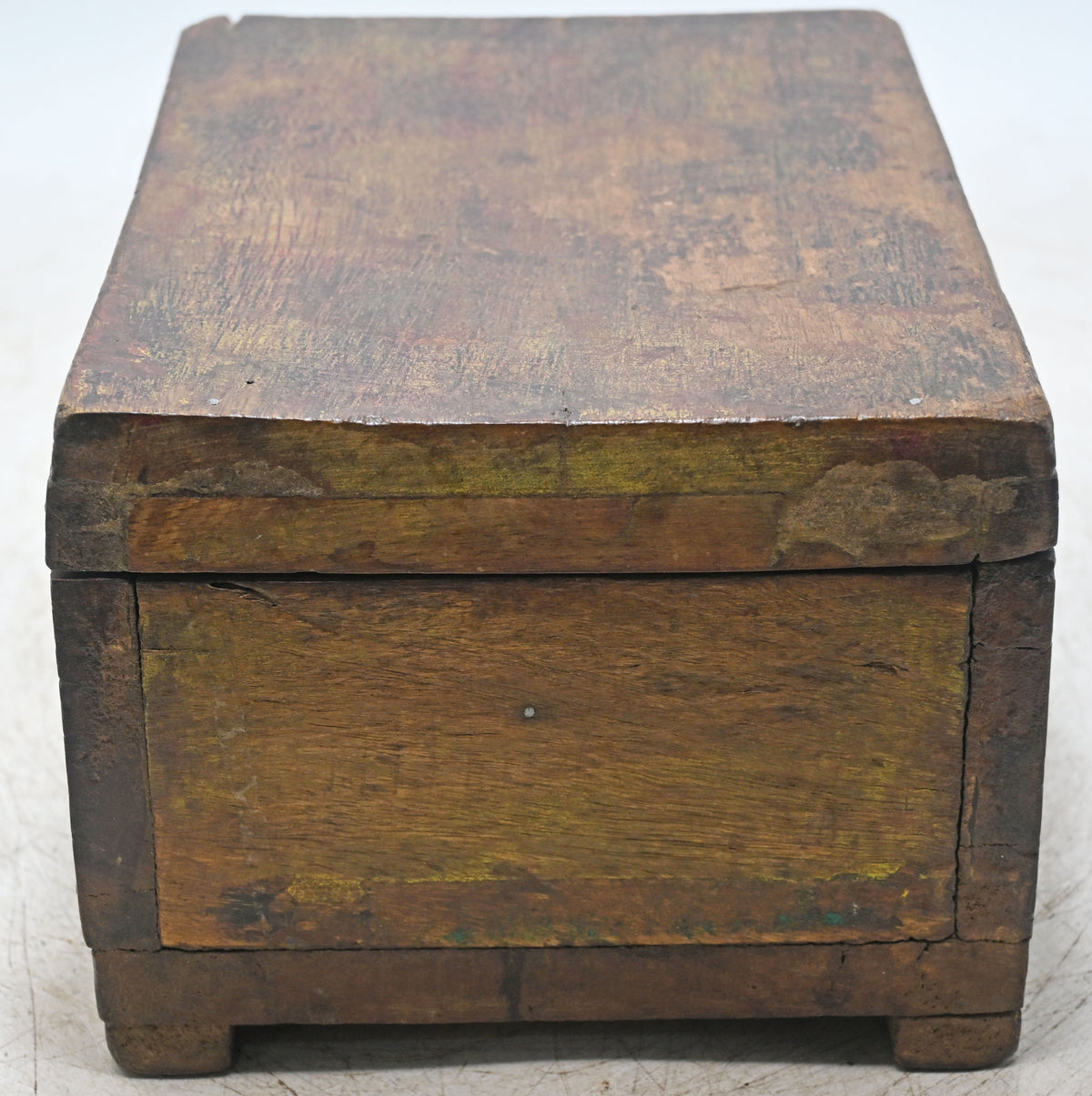 Antique Wooden Storage Box Original Old Hand Crafted Brass Fitted