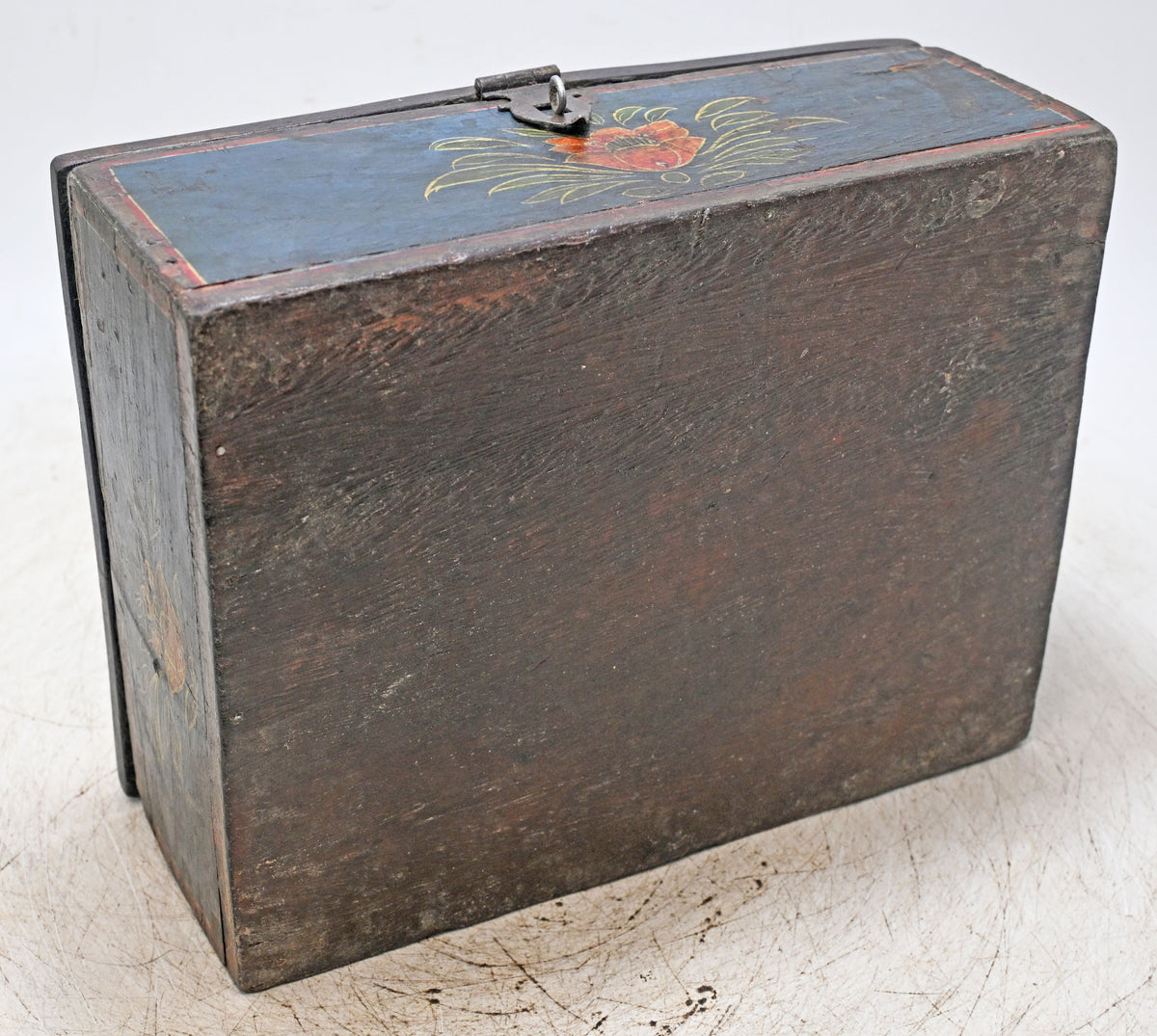 Antique Wooden Storage Box Original Old Hand Crafted Painted Carved