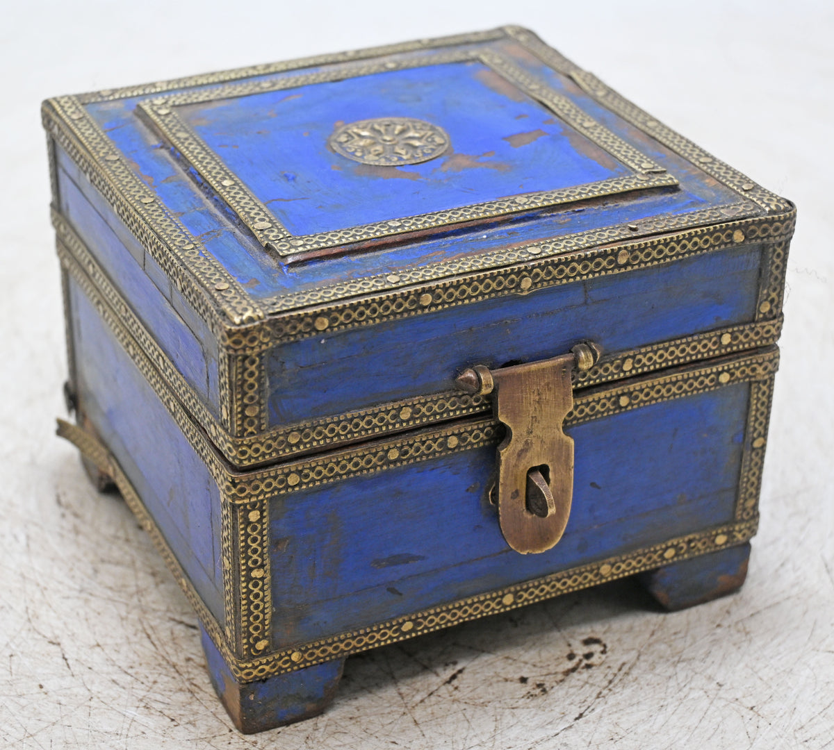 Vintage Wooden Small Square Storage Box Original Old Hand Crafted