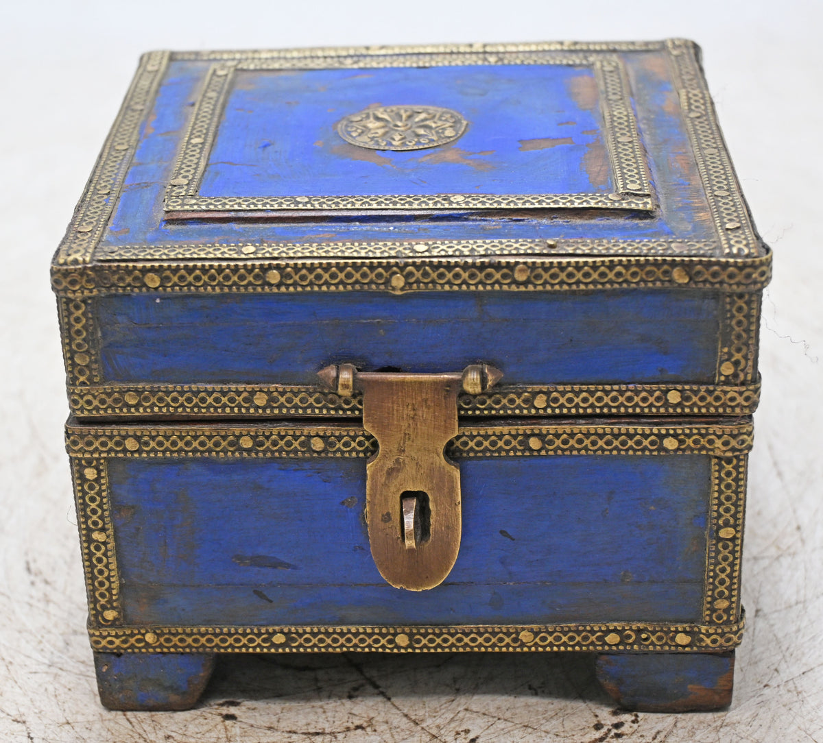 Vintage Wooden Small Square Storage Box Original Old Hand Crafted
