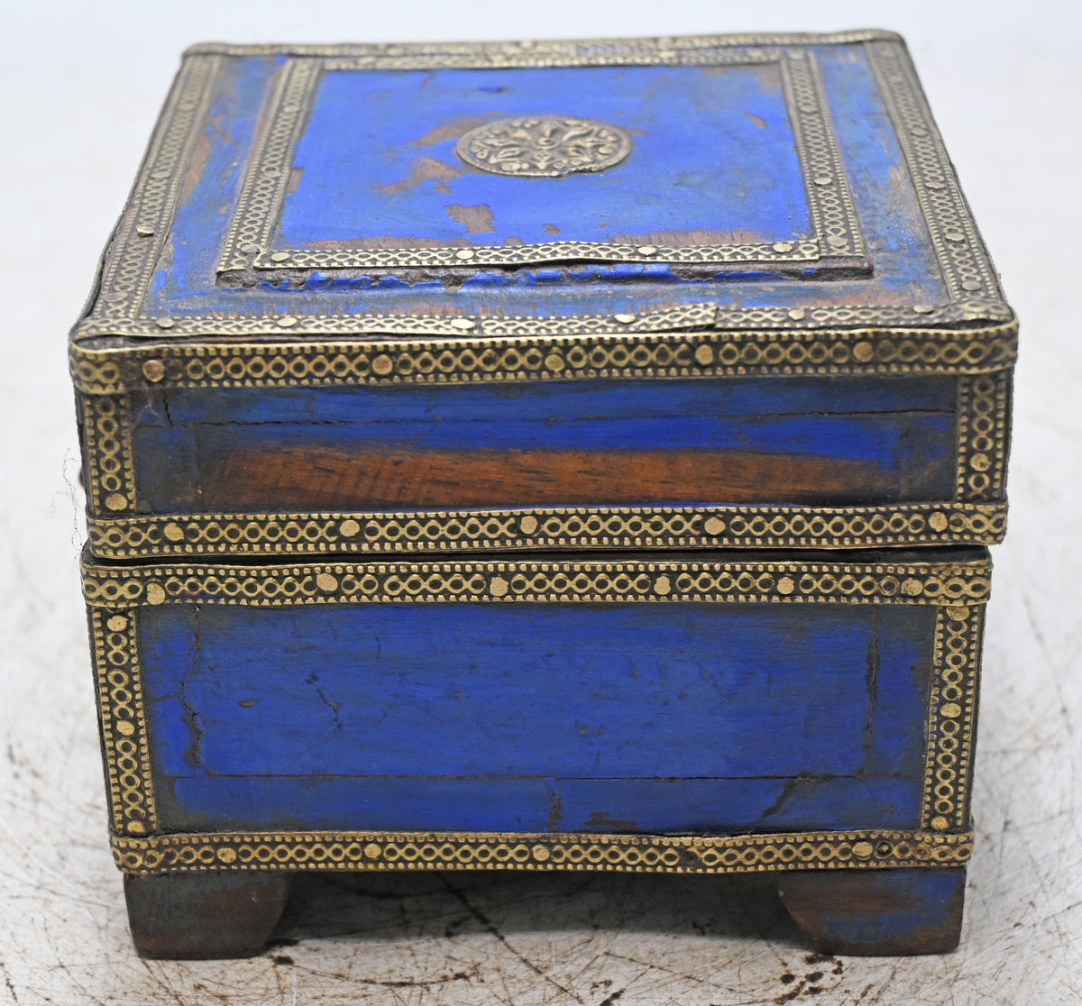 Vintage Wooden Small Square Storage Box Original Old Hand Crafted