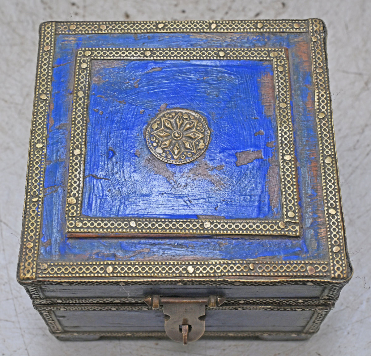 Vintage Wooden Small Square Storage Box Original Old Hand Crafted