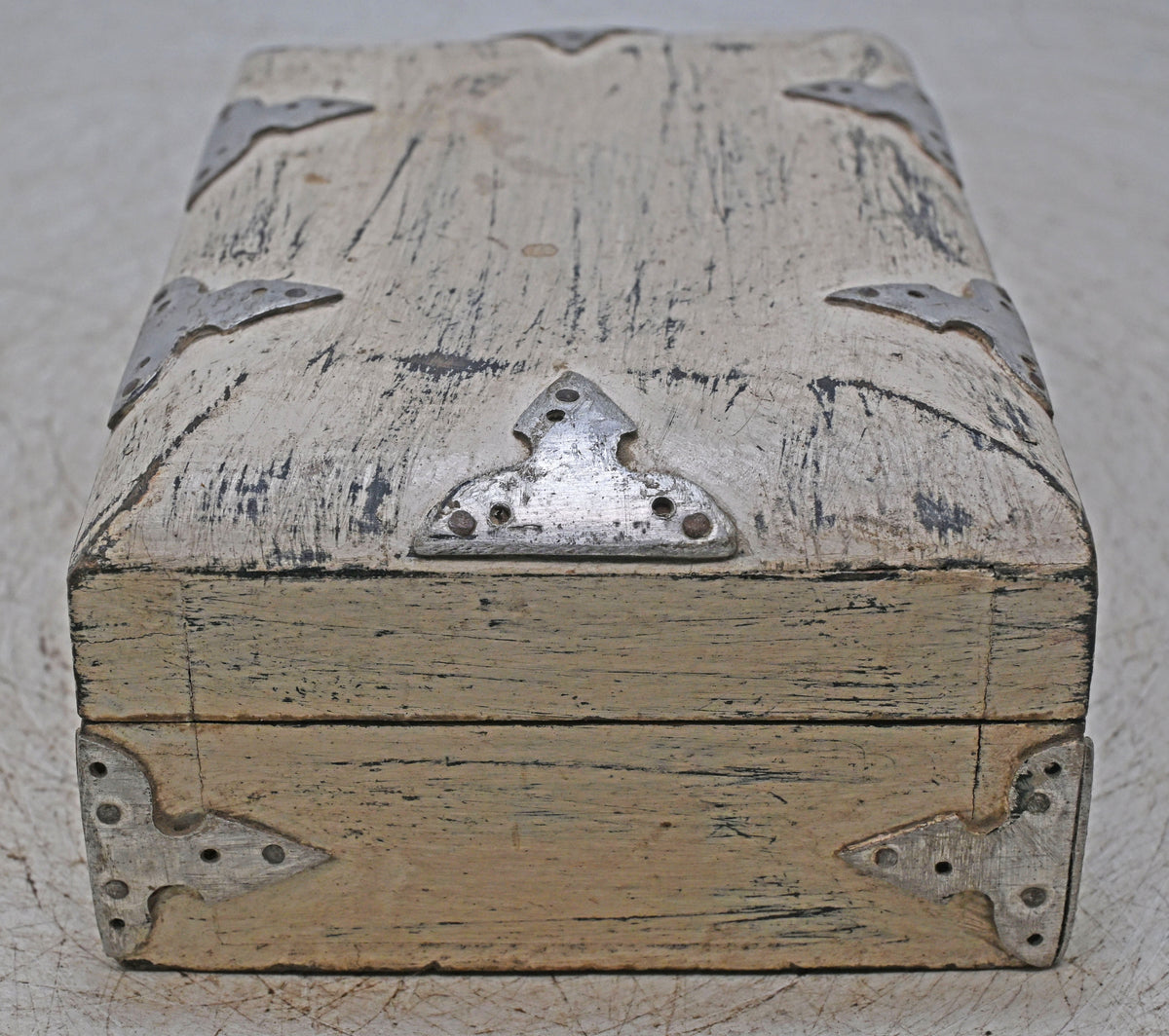 Vintage Wooden Small Storage Box Original Old Hand Crafted White Painted