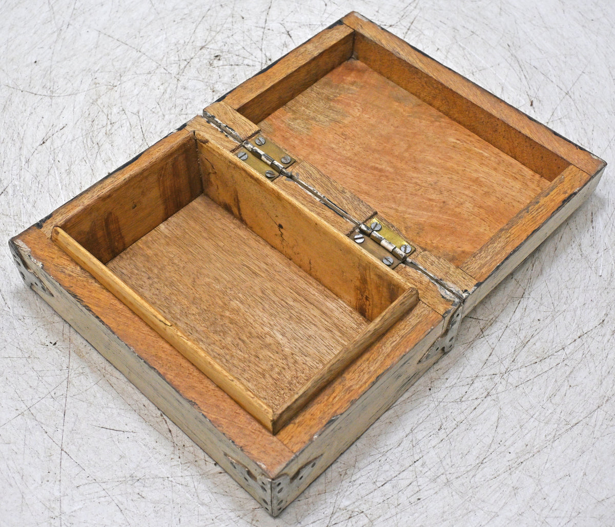Vintage Wooden Small Storage Box Original Old Hand Crafted White Painted