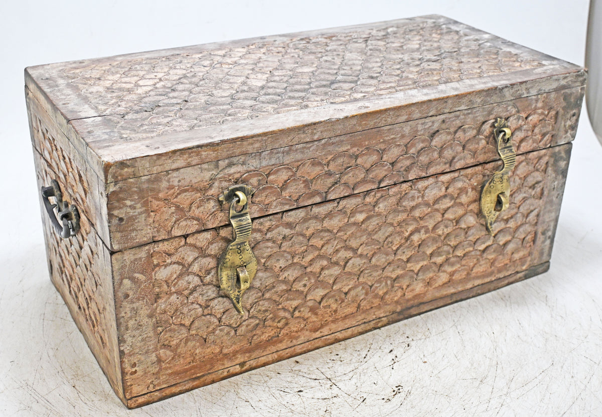 Vintage Wooden Storage Chest Box Original Old Hand Crafted Fine Carved
