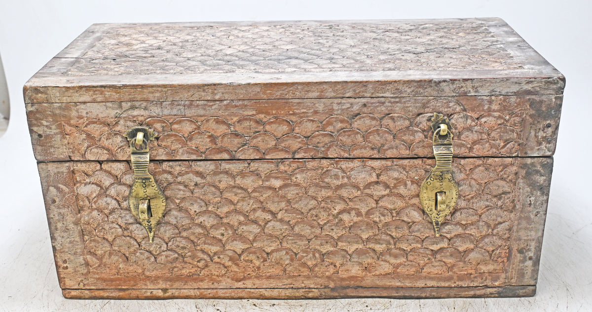 Vintage Wooden Storage Chest Box Original Old Hand Crafted Fine Carved
