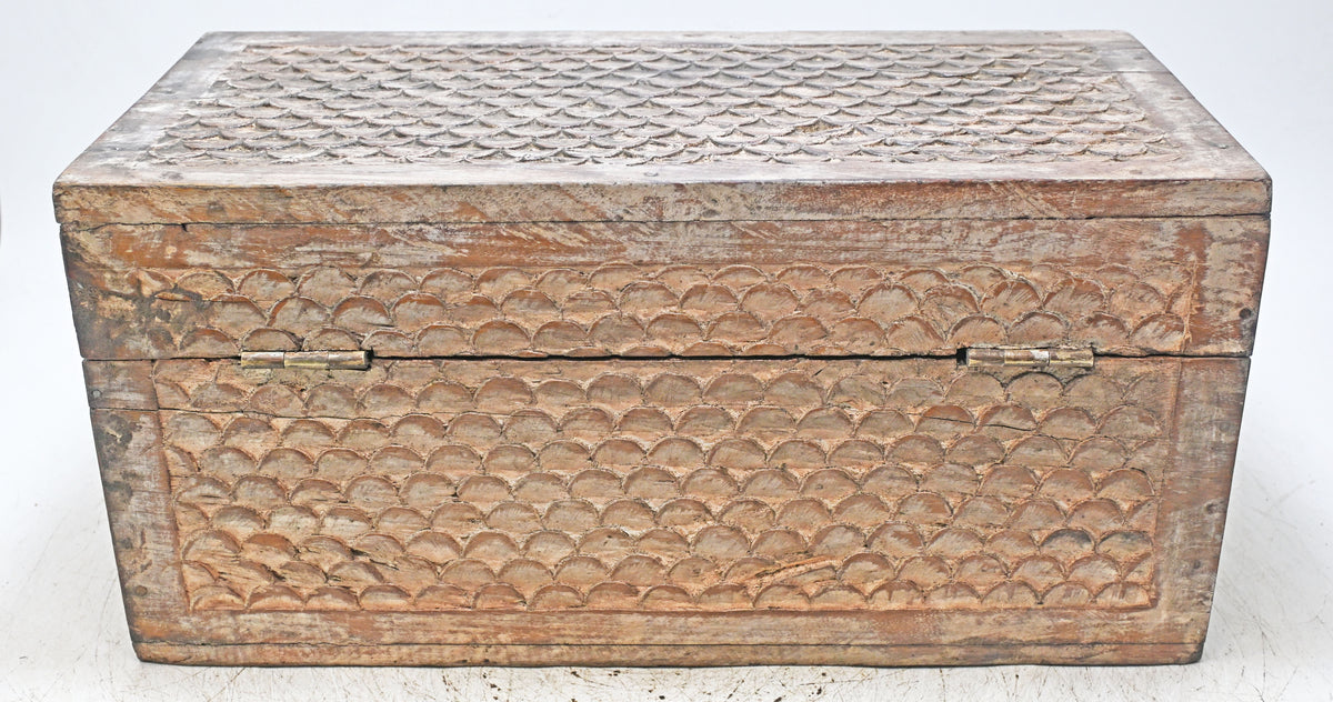 Vintage Wooden Storage Chest Box Original Old Hand Crafted Fine Carved