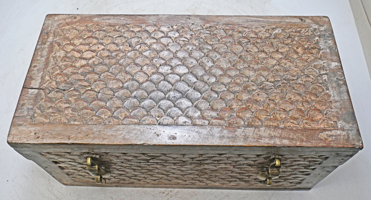 Vintage Wooden Storage Chest Box Original Old Hand Crafted Fine Carved
