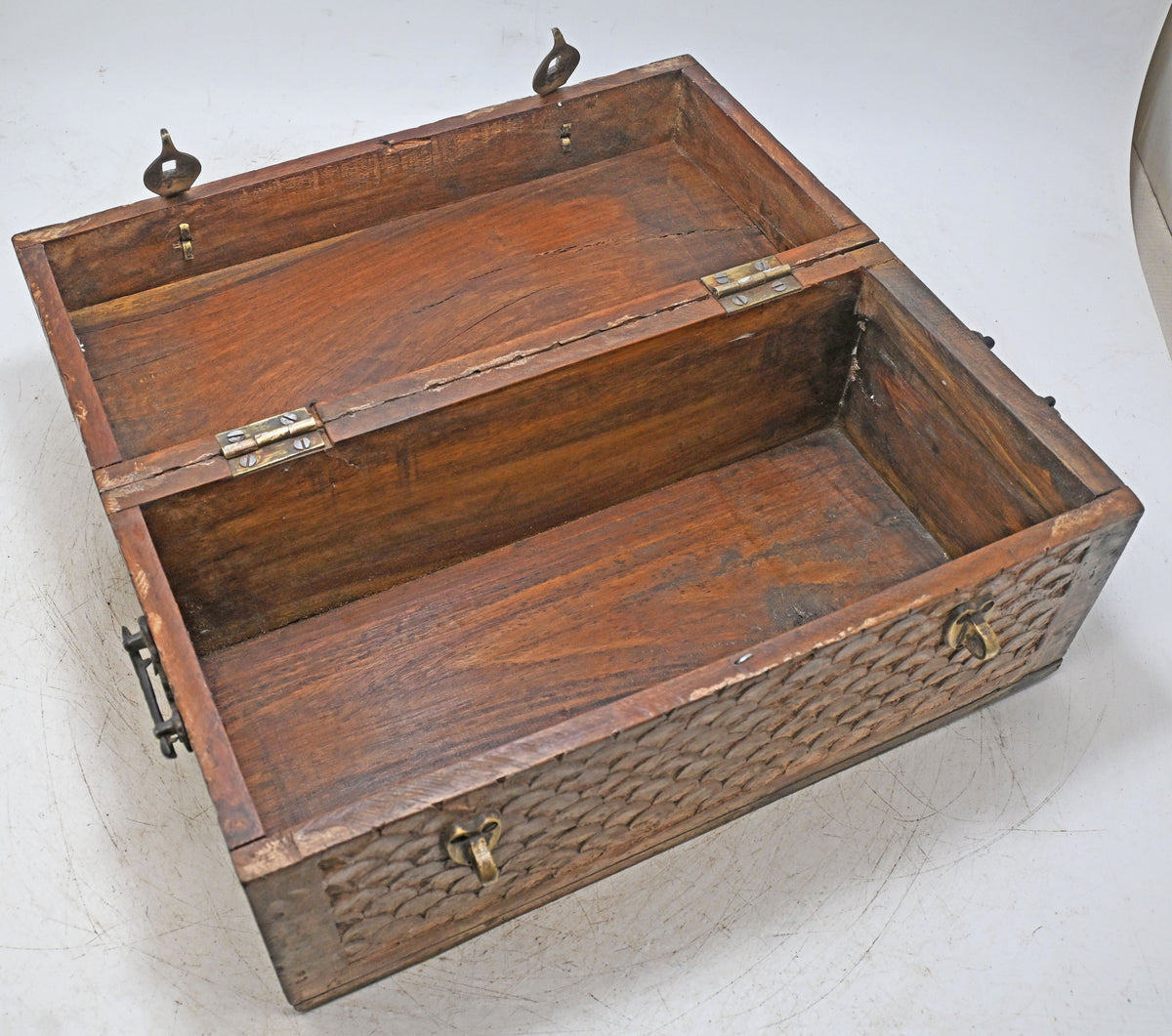 Vintage Wooden Storage Chest Box Original Old Hand Crafted Fine Carved