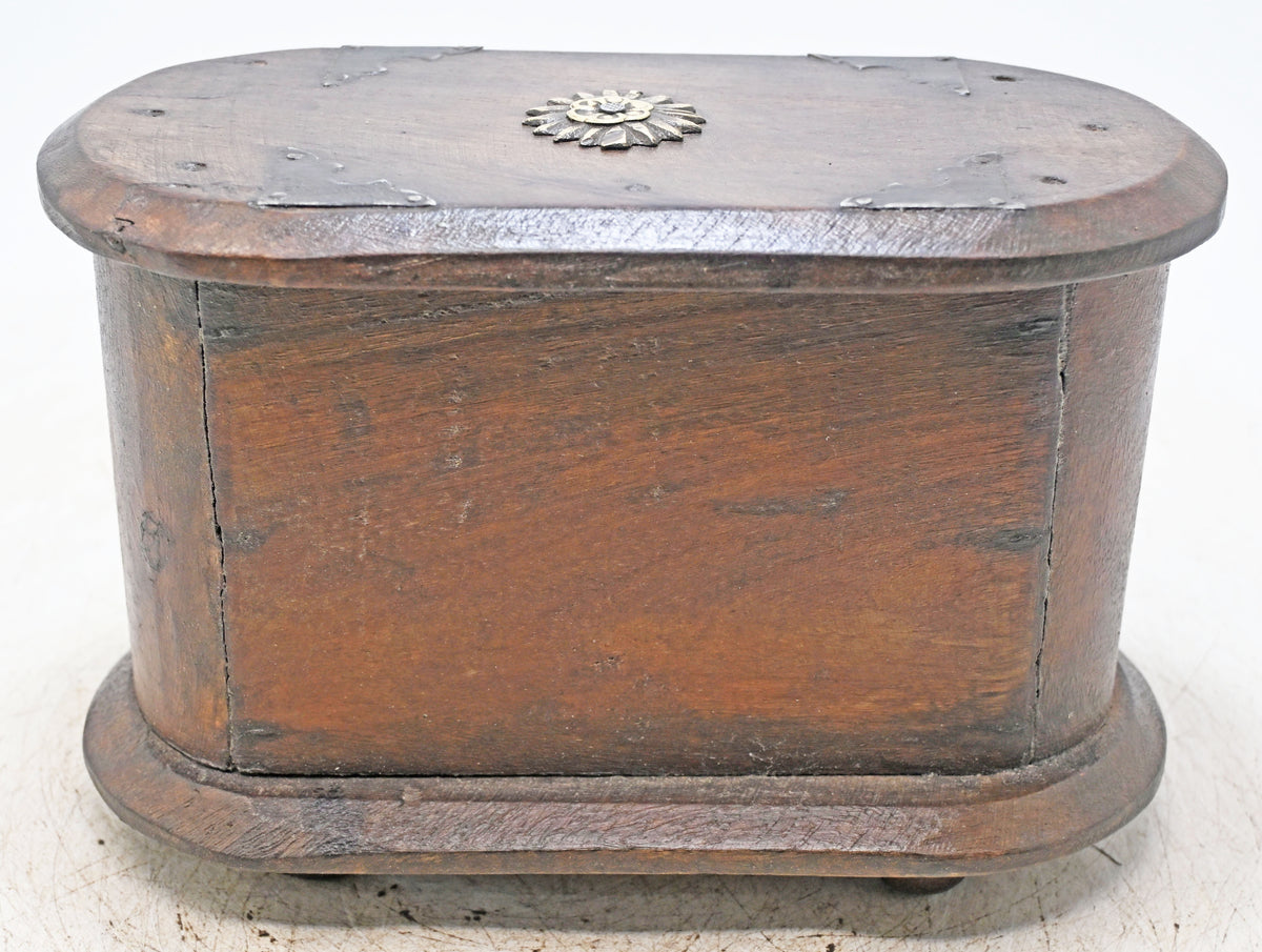 Vintage Wooden Oval 2 Drawers Storage Box Original Old Hand Crafted