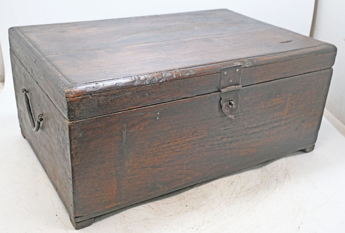 Antique Wooden Large Size Merchant's Cash Chest Storage Box Original Old