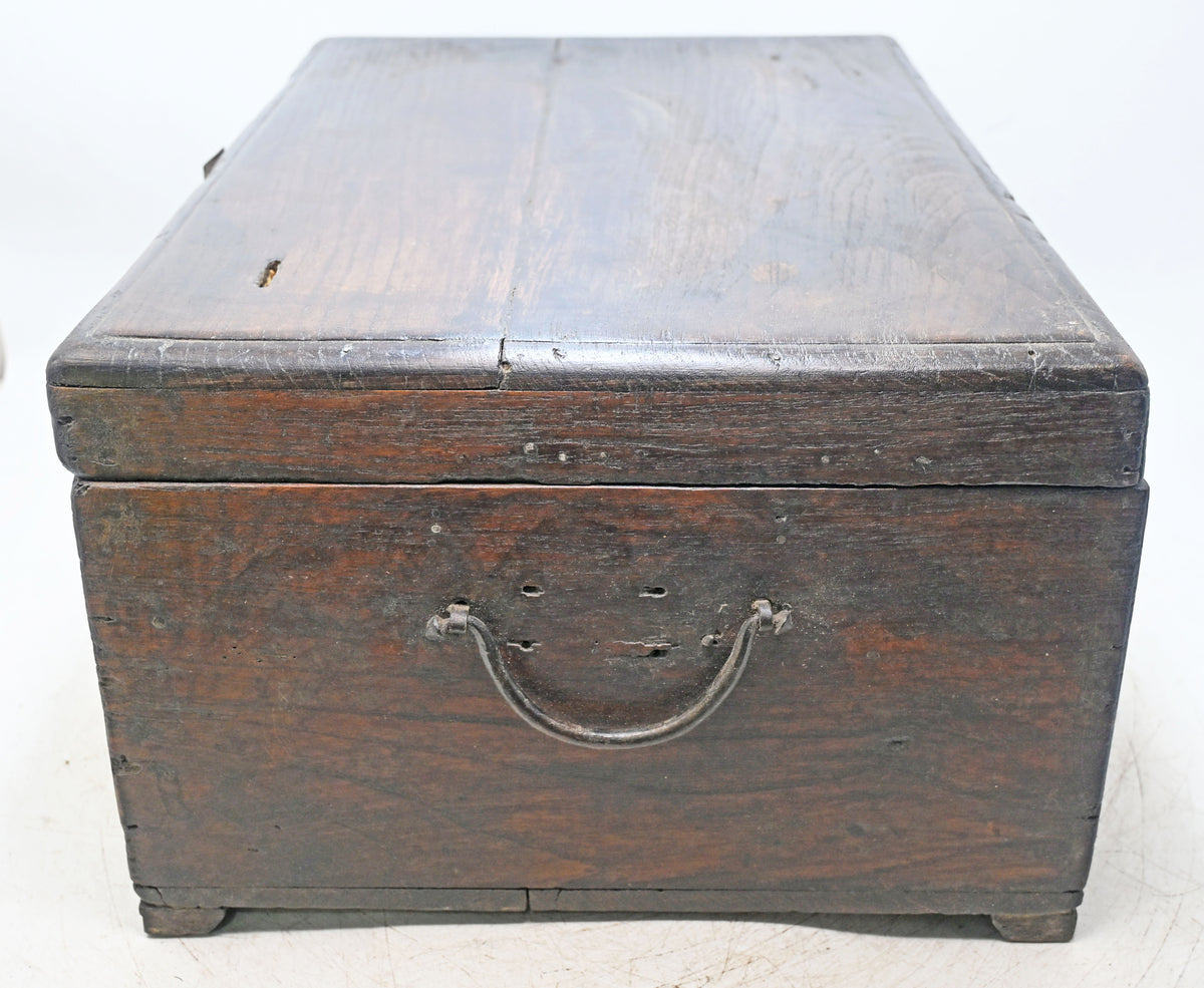 Antique Wooden Large Size Merchant's Cash Chest Storage Box Original Old