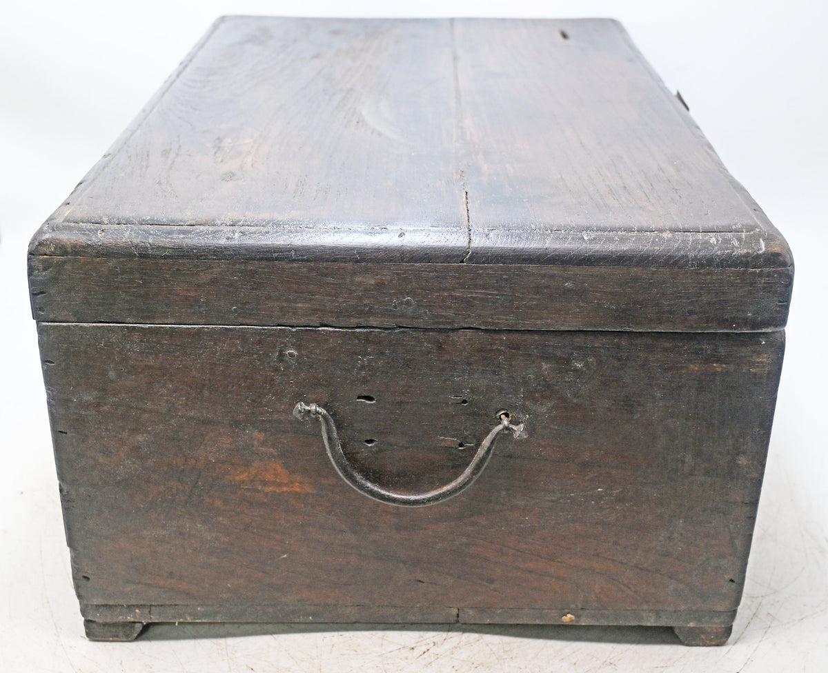 Antique Wooden Large Size Merchant's Cash Chest Storage Box Original Old