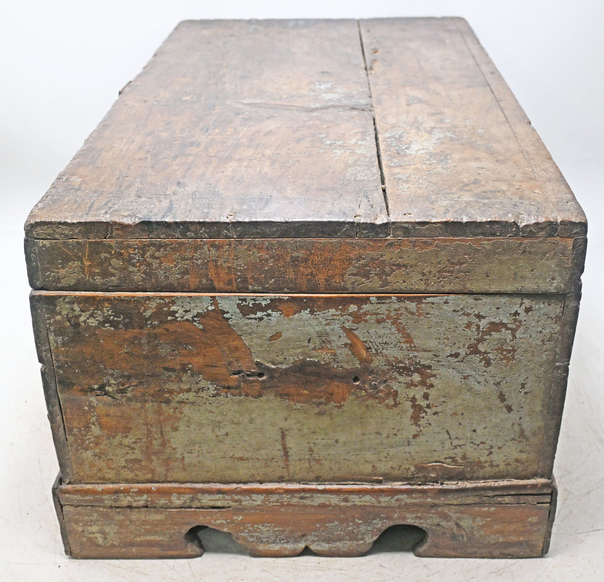 Antique Wooden Large Size Merchant's Cash Chest Storage Box Original Old