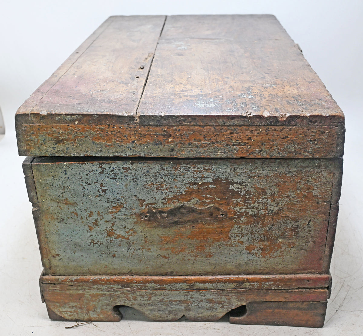 Antique Wooden Large Size Merchant's Cash Chest Storage Box Original Old