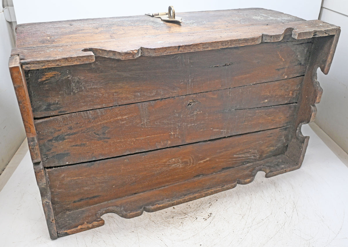 Antique Wooden Large Size Merchant's Cash Chest Storage Box Original Old