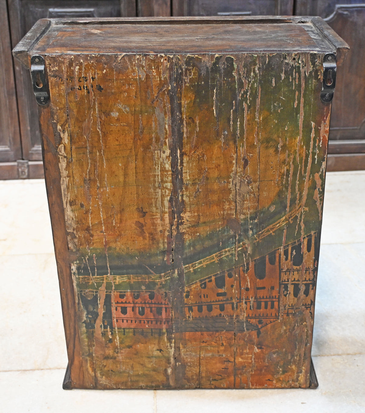 Vintage Wooden Wall Hanging Cabinet Box Original Old Hand Crafted