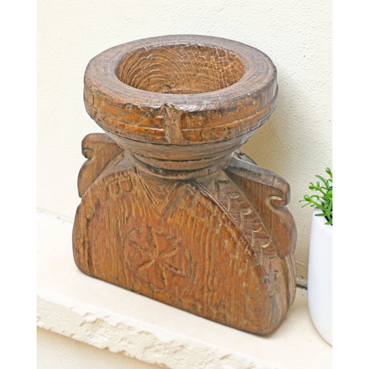 Antique Wooden Seed Holder Bijni Original Old Fine Hand Carved