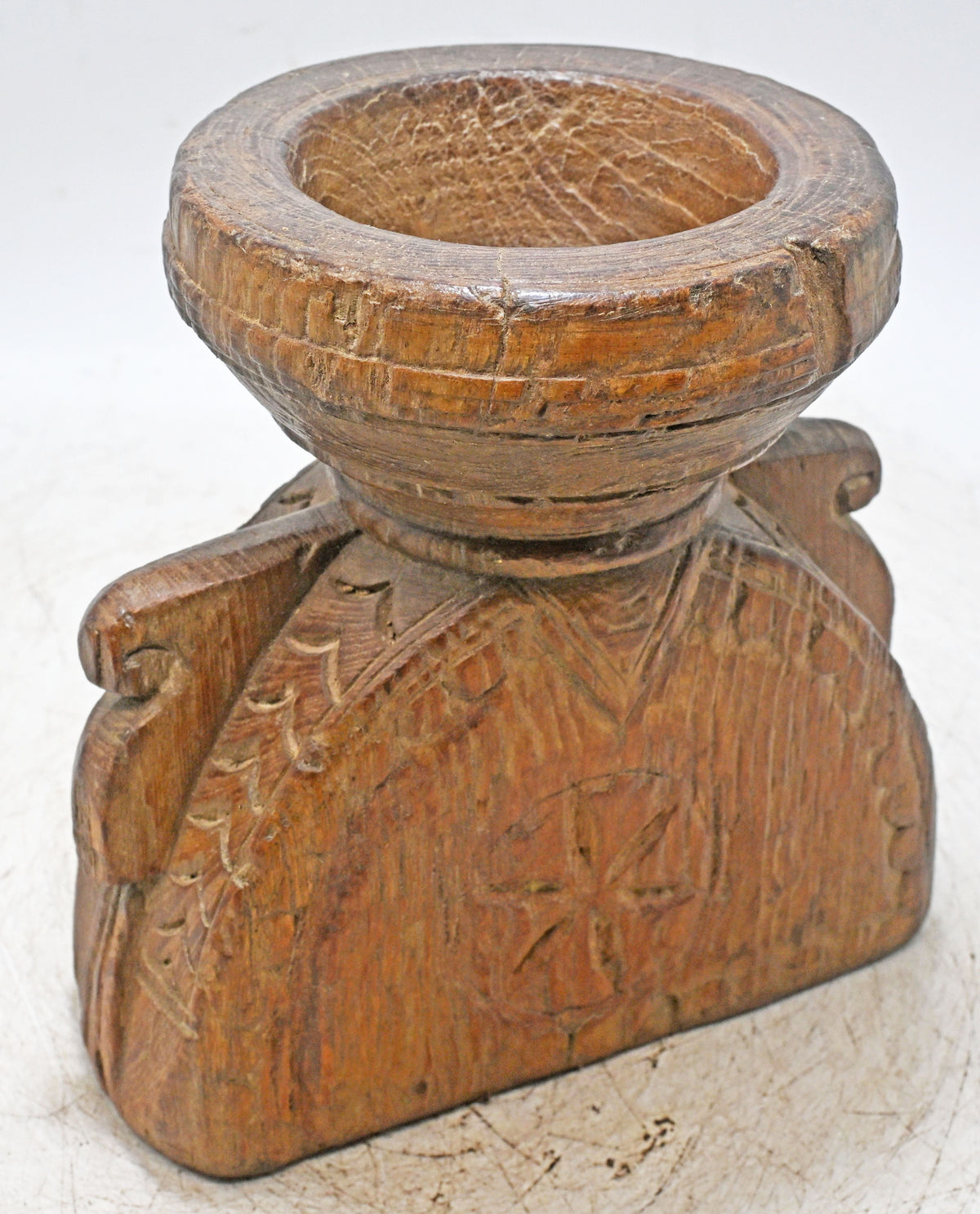 Antique Wooden Seed Holder Bijni Original Old Fine Hand Carved