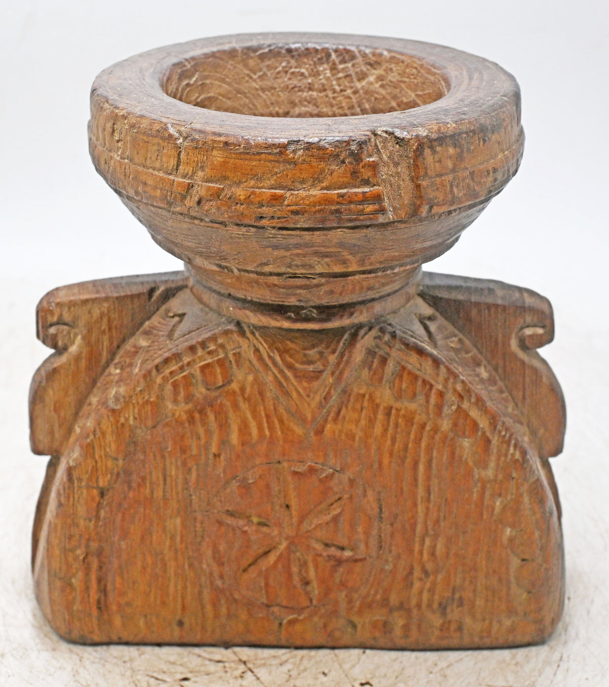 Antique Wooden Seed Holder Bijni Original Old Fine Hand Carved