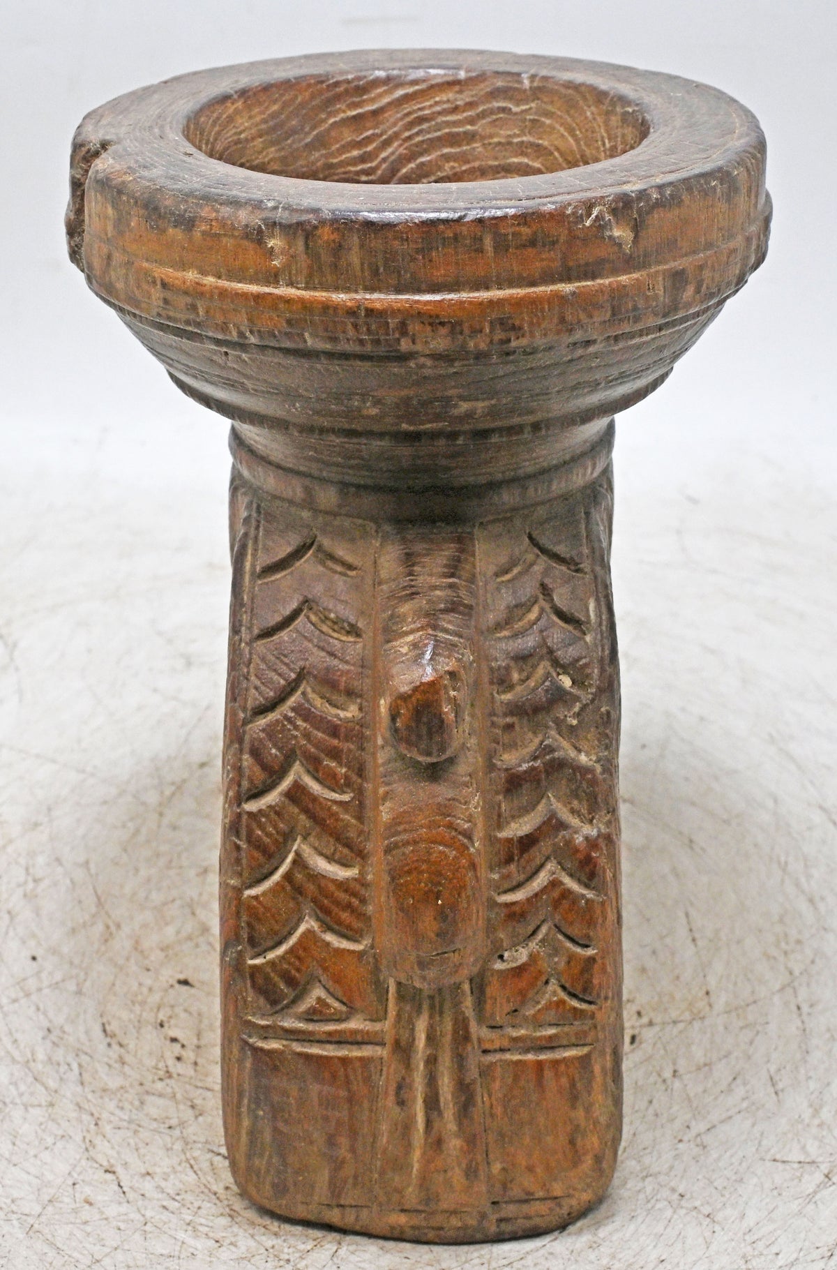 Antique Wooden Seed Holder Bijni Original Old Fine Hand Carved