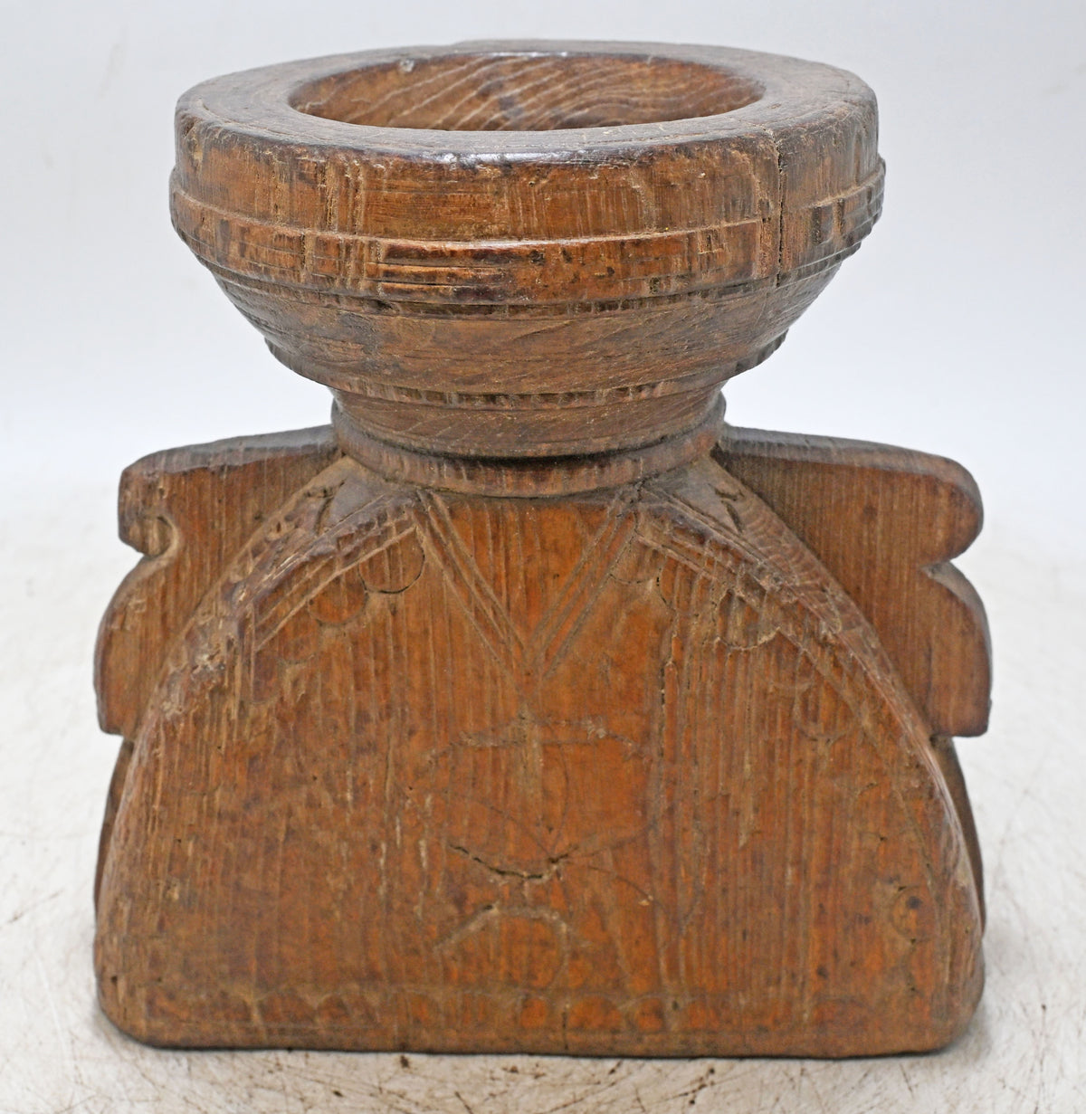 Antique Wooden Seed Holder Bijni Original Old Fine Hand Carved