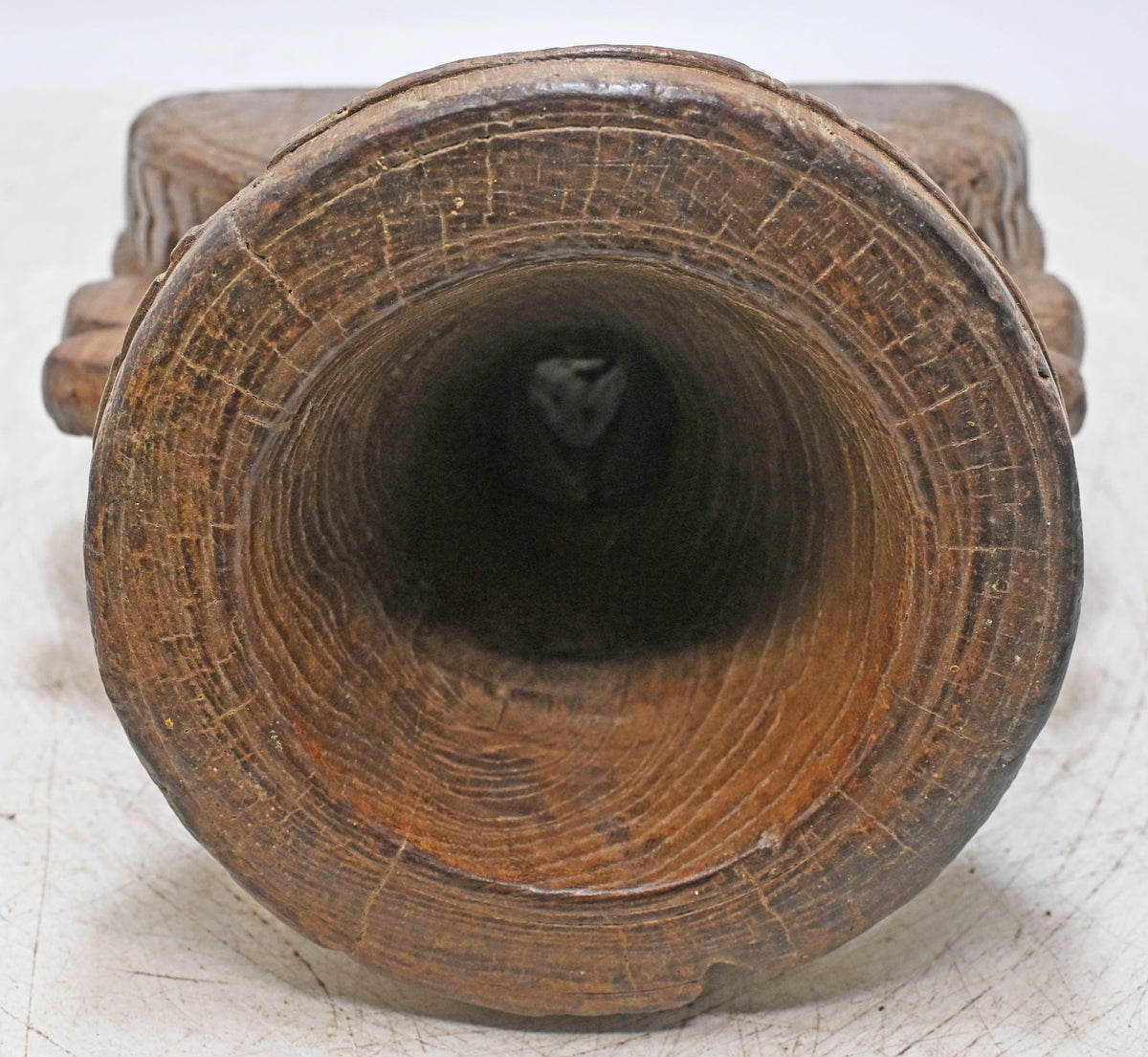 Antique Wooden Seed Holder Bijni Original Old Fine Hand Carved