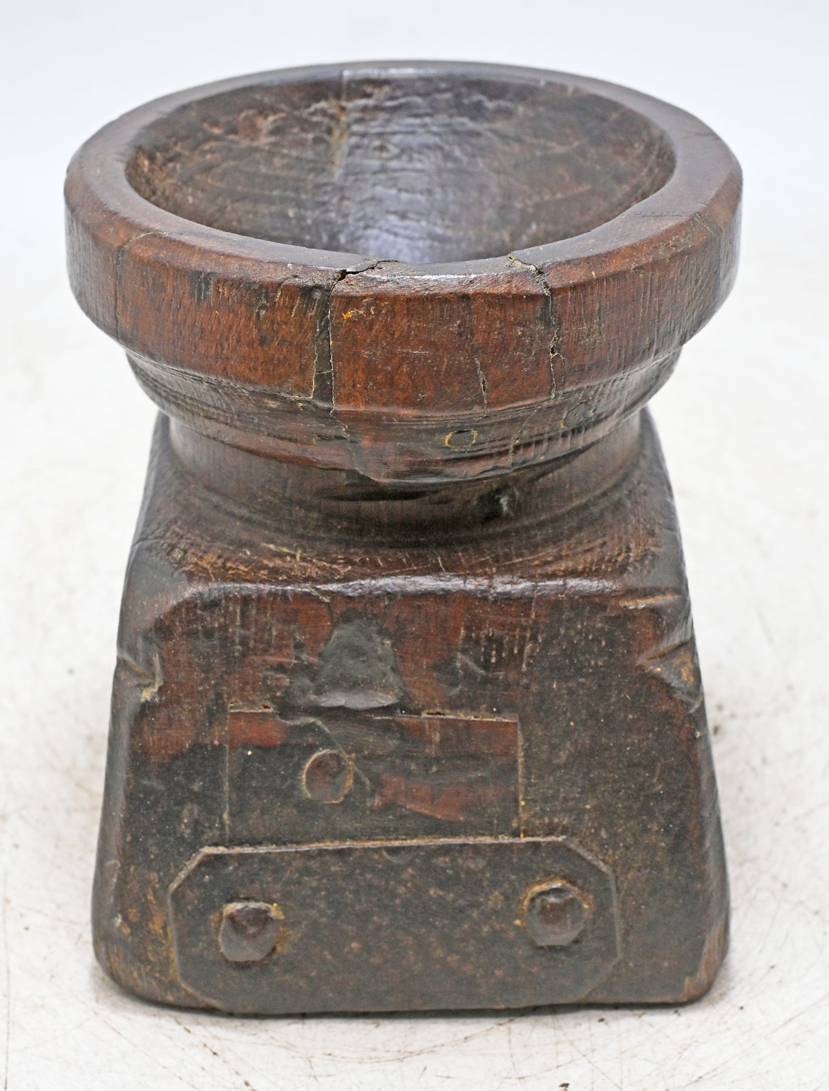 Antique Wooden Seed Holder Bijni Original Old Fine Hand Carved
