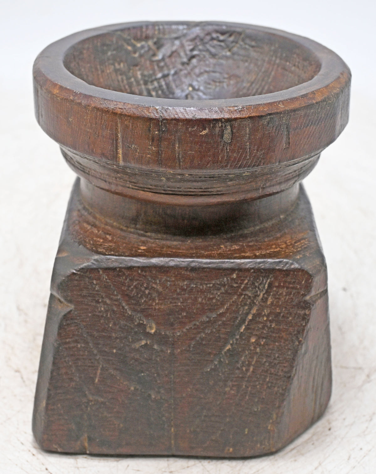 Antique Wooden Seed Holder Bijni Original Old Fine Hand Carved