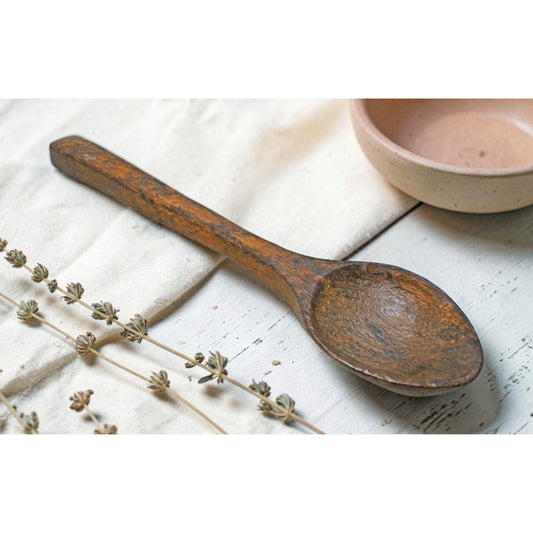 Antique Wooden Long Spoon Original Old Hand Carved