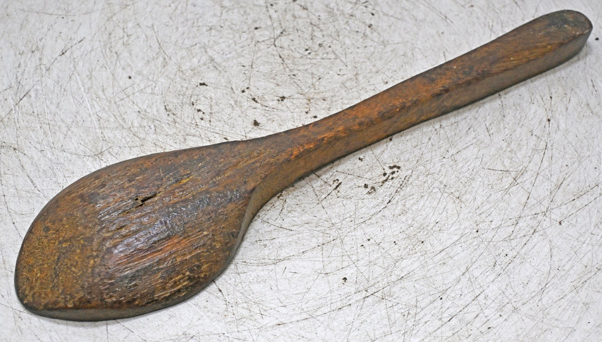Antique Wooden Long Spoon Original Old Hand Carved