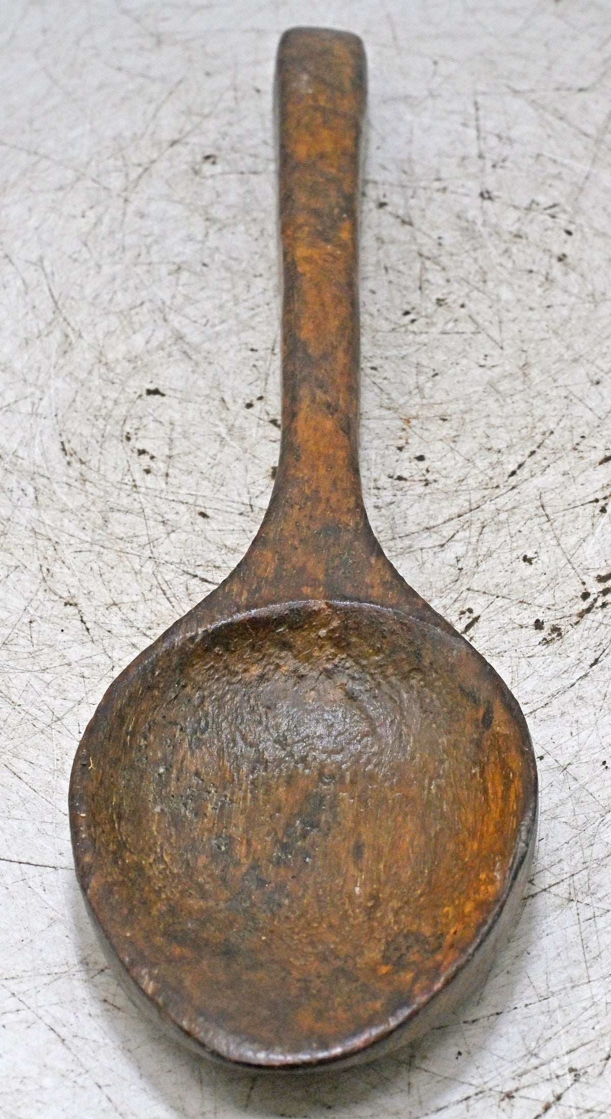 Antique Wooden Long Spoon Original Old Hand Carved