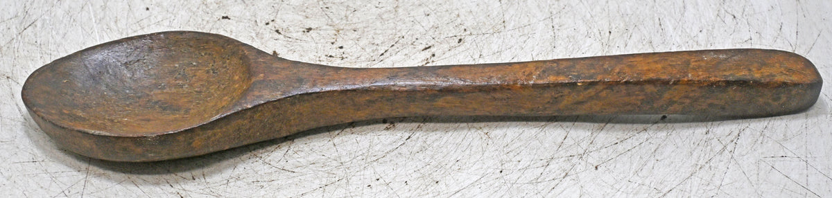 Antique Wooden Long Spoon Original Old Hand Carved