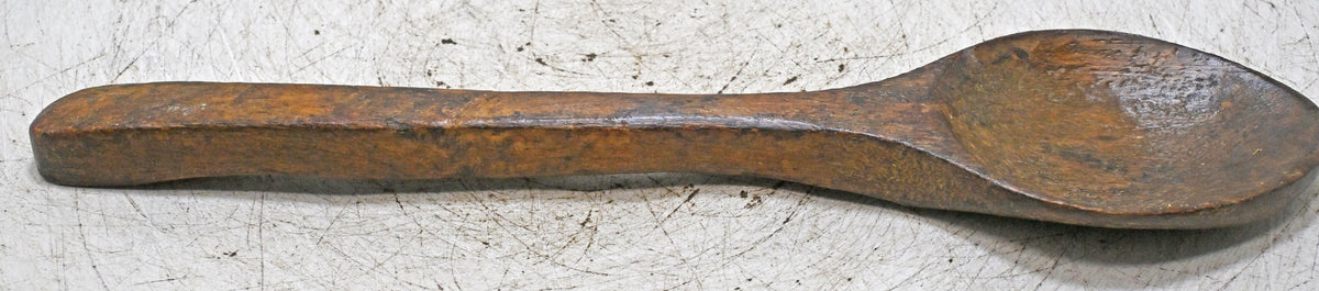 Antique Wooden Long Spoon Original Old Hand Carved