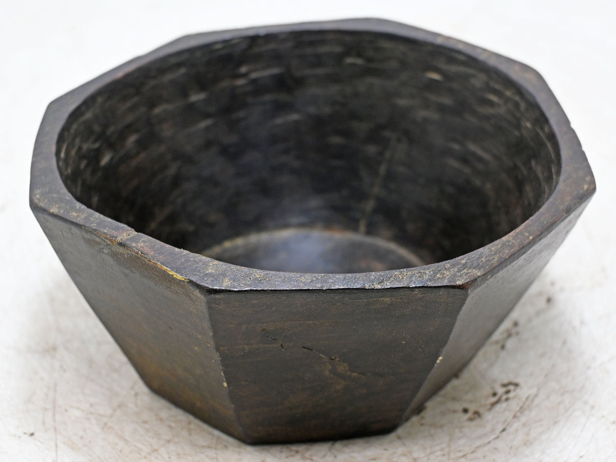 Antique Wooden Kitchenware Curry Bowl Original Old Hand Carved