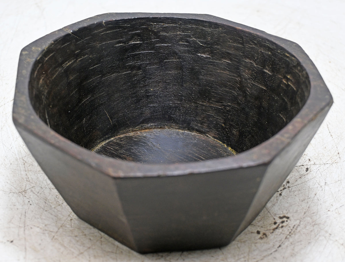 Antique Wooden Kitchenware Curry Bowl Original Old Hand Carved