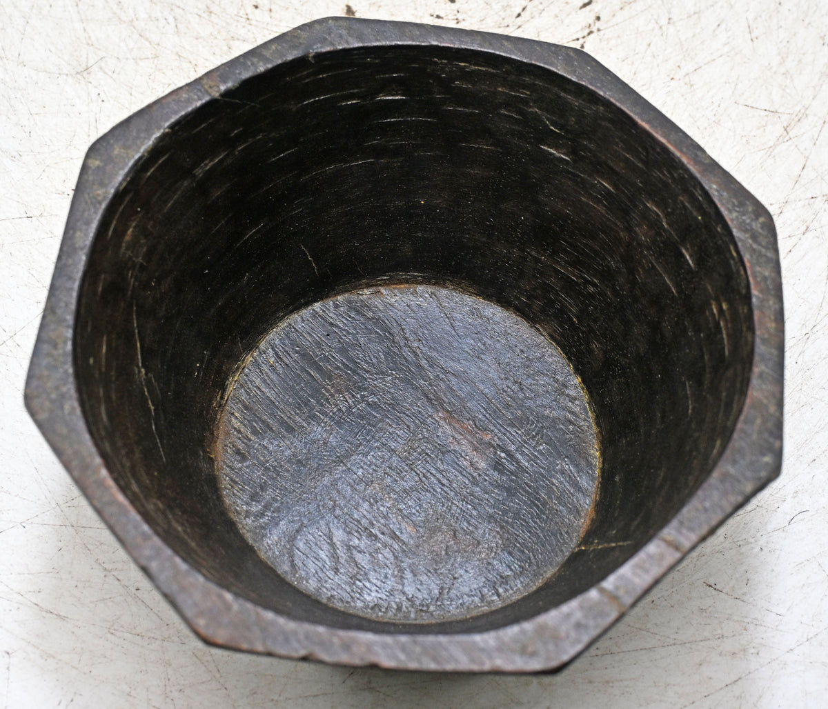 Antique Wooden Kitchenware Curry Bowl Original Old Hand Carved