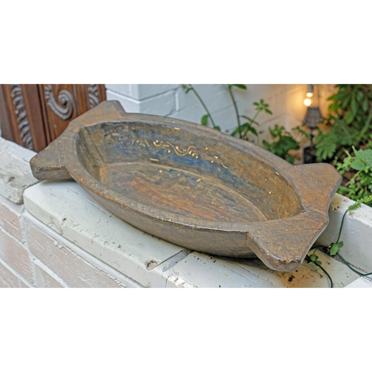 Antique Wooden Oval Bowl Original Old Fine Hand Carved
