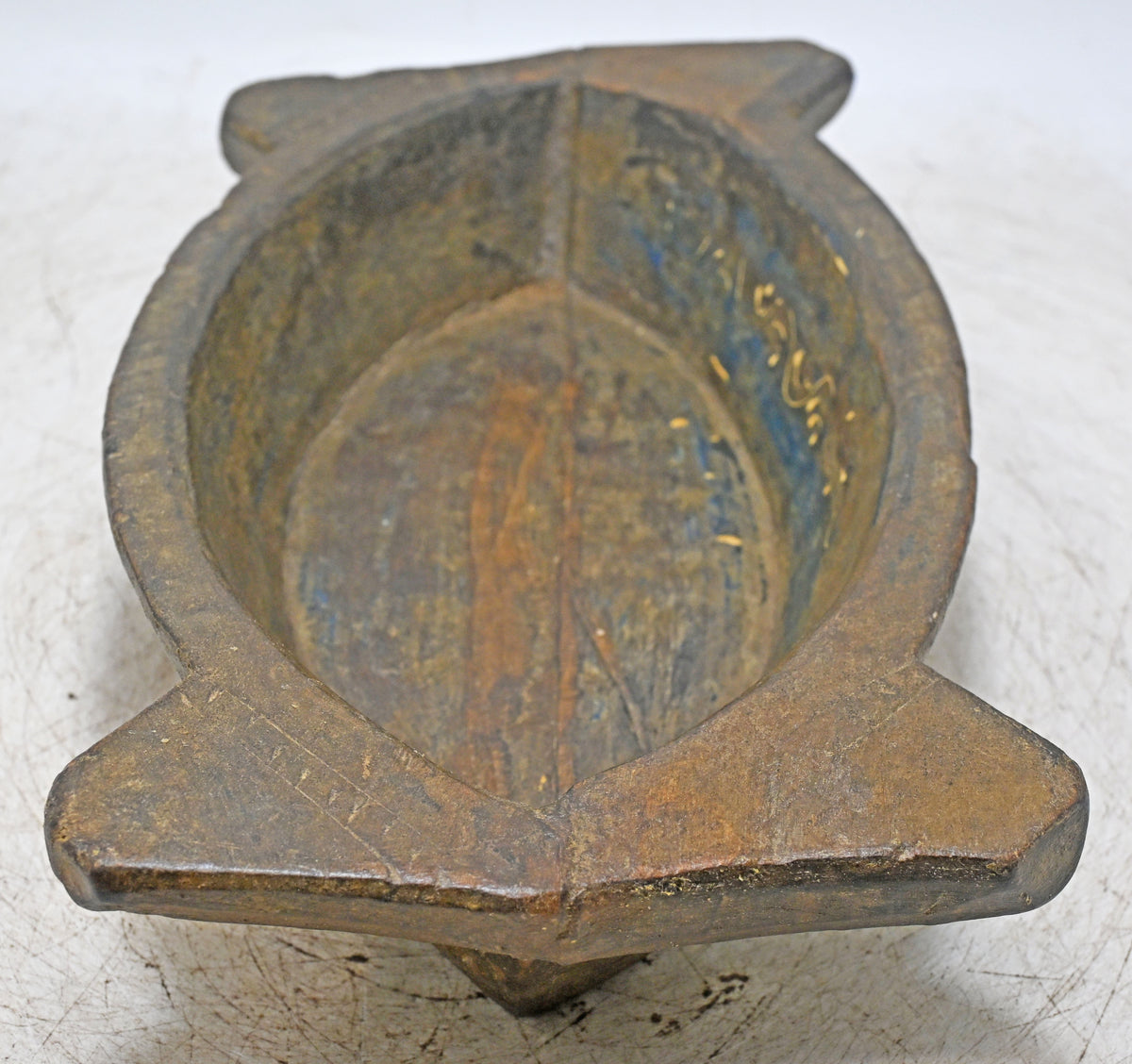Antique Wooden Oval Bowl Original Old Fine Hand Carved