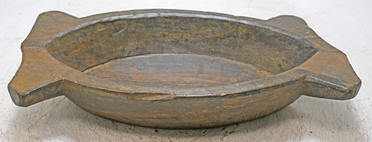 Antique Wooden Oval Bowl Original Old Fine Hand Carved