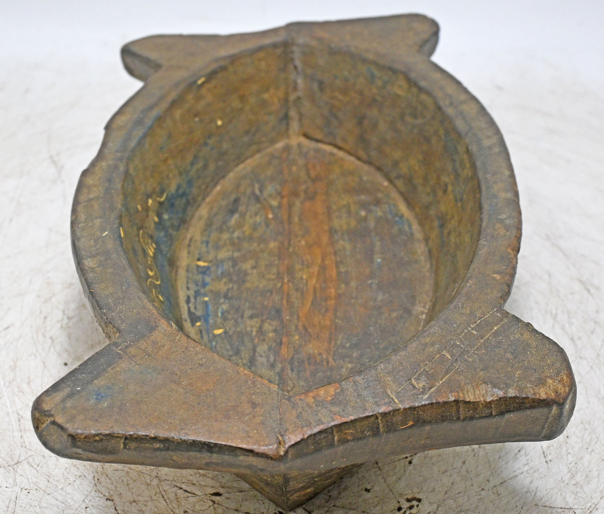 Antique Wooden Oval Bowl Original Old Fine Hand Carved
