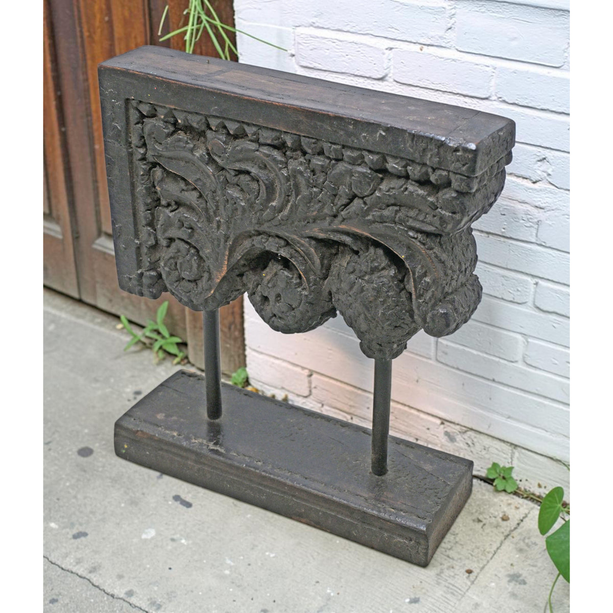 Antique Wooden Bracket Carving on Stand Original Old Fine Hand Carved