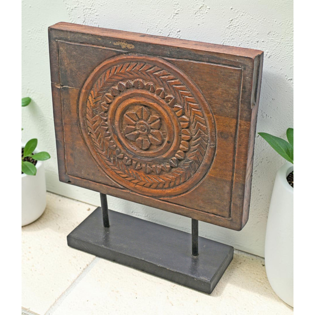 Antique Wooden Floral Carving Panel Plaque Original Old Fine Hand Carved