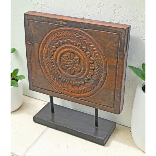 Antique Wooden Floral Carving Panel Plaque Original Old Fine Hand Carved